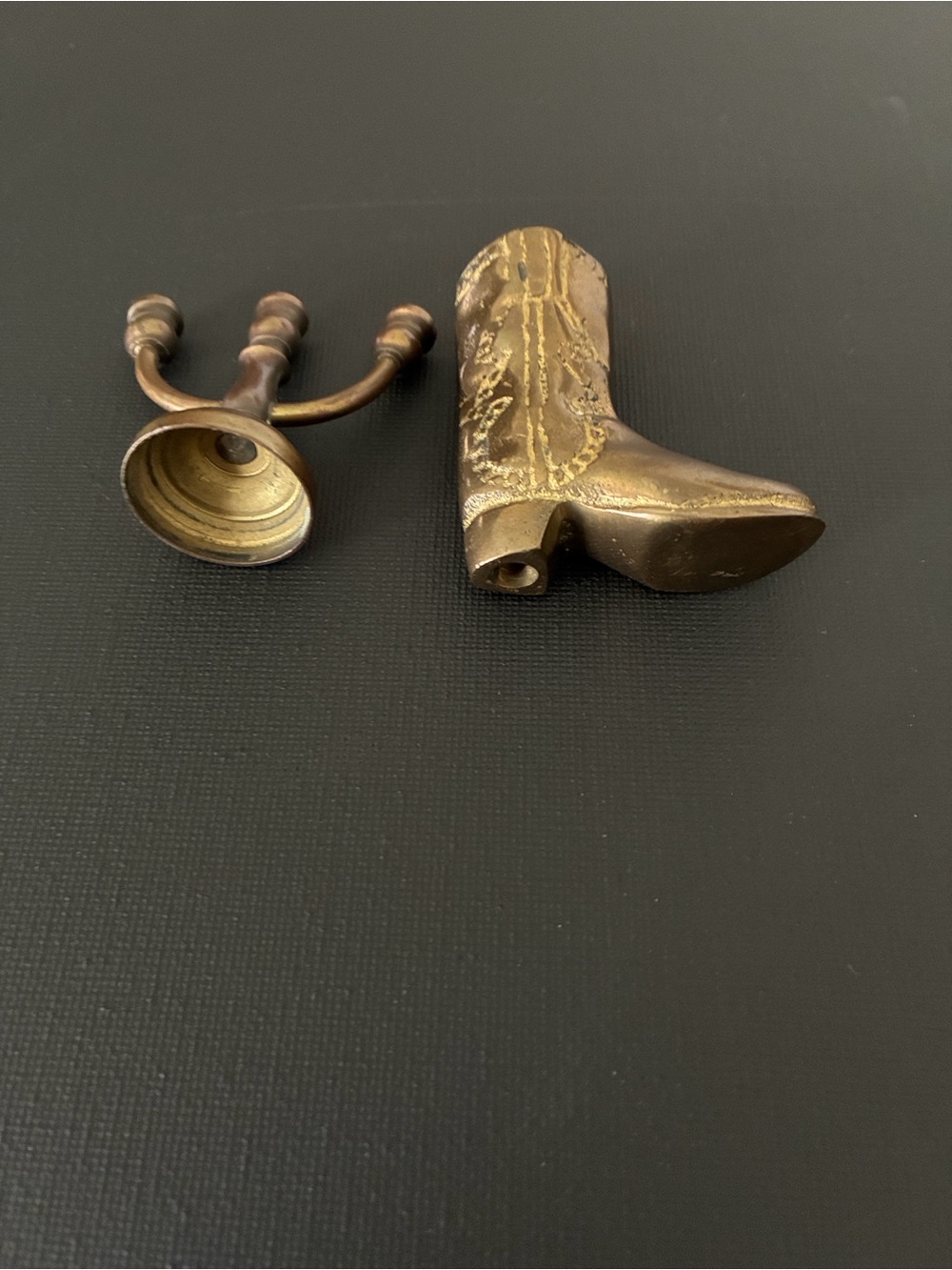 Brass Cowboy Boot Decorative Accent - Gold Tone